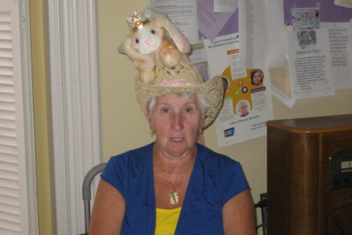 Woman Wearing Bunny Hat